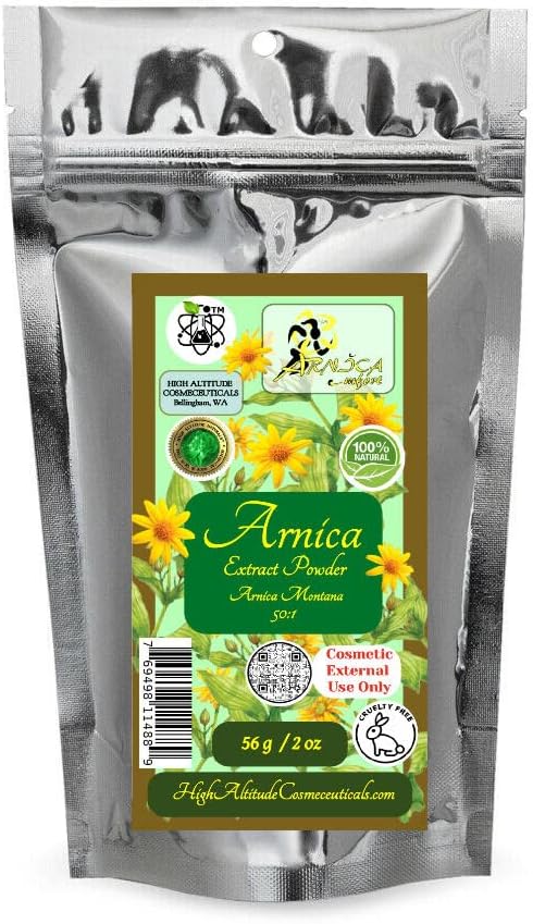 56g 2oz ARNICAmfort Arnica Montana Extract Powder Extra Strength High Concentration 50:1 - for Sore Muscle Joints Soothing, DIY Arnica Massage Cream, Bath Herbal Salts Soak, Hand Feet Body Soak