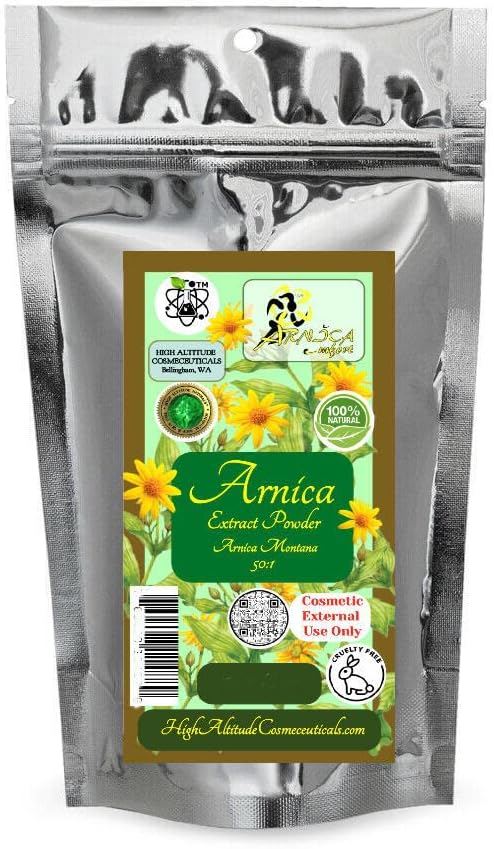 28g 1oz ARNICAmfort Arnica Montana Extract Powder Extra Strength High Concentration 50:1 - for Sore Muscle Joints Soothing, DIY Arnica Massage Cream, Bath Herbal Salts Soak, Hand Feet Body Soak