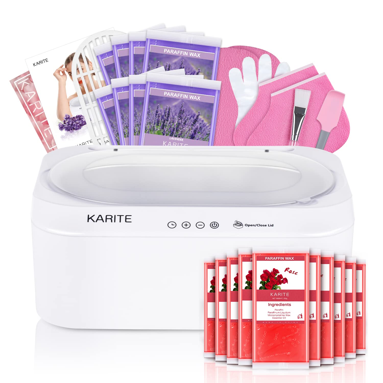 KARITE Paraffin Wax Machine for Hands and Feet with Auto Open Lid, Paraffin Bath,20Min Fast Wax Meltdown, Precision Temperature Control, 4500ml Paraffin Warmer with 18Pack Refills