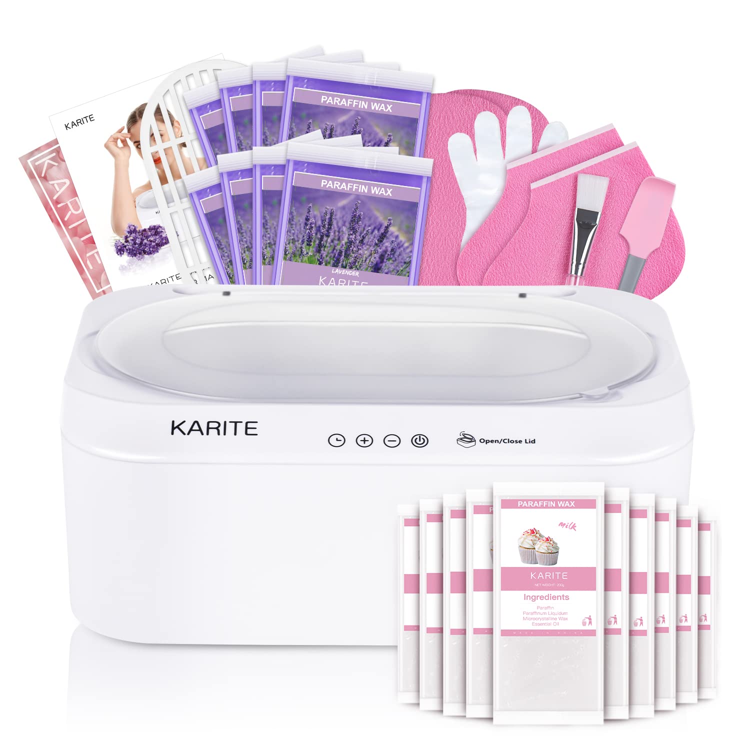 KARITE Paraffin Wax Machine for Hands and Feet with Auto Open Lid, Paraffin Bath,20Min Fast Wax Meltdown, Precision Temperature Control, 4500ml Paraffin Warmer with 18Pack Refills